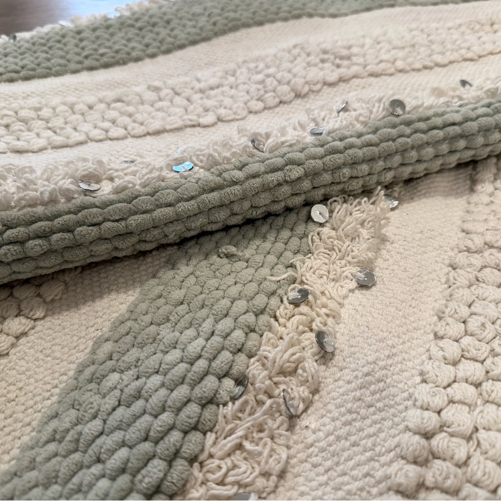 Pier 1 Textured Green and Cream 20 X 20 Pillow Cases